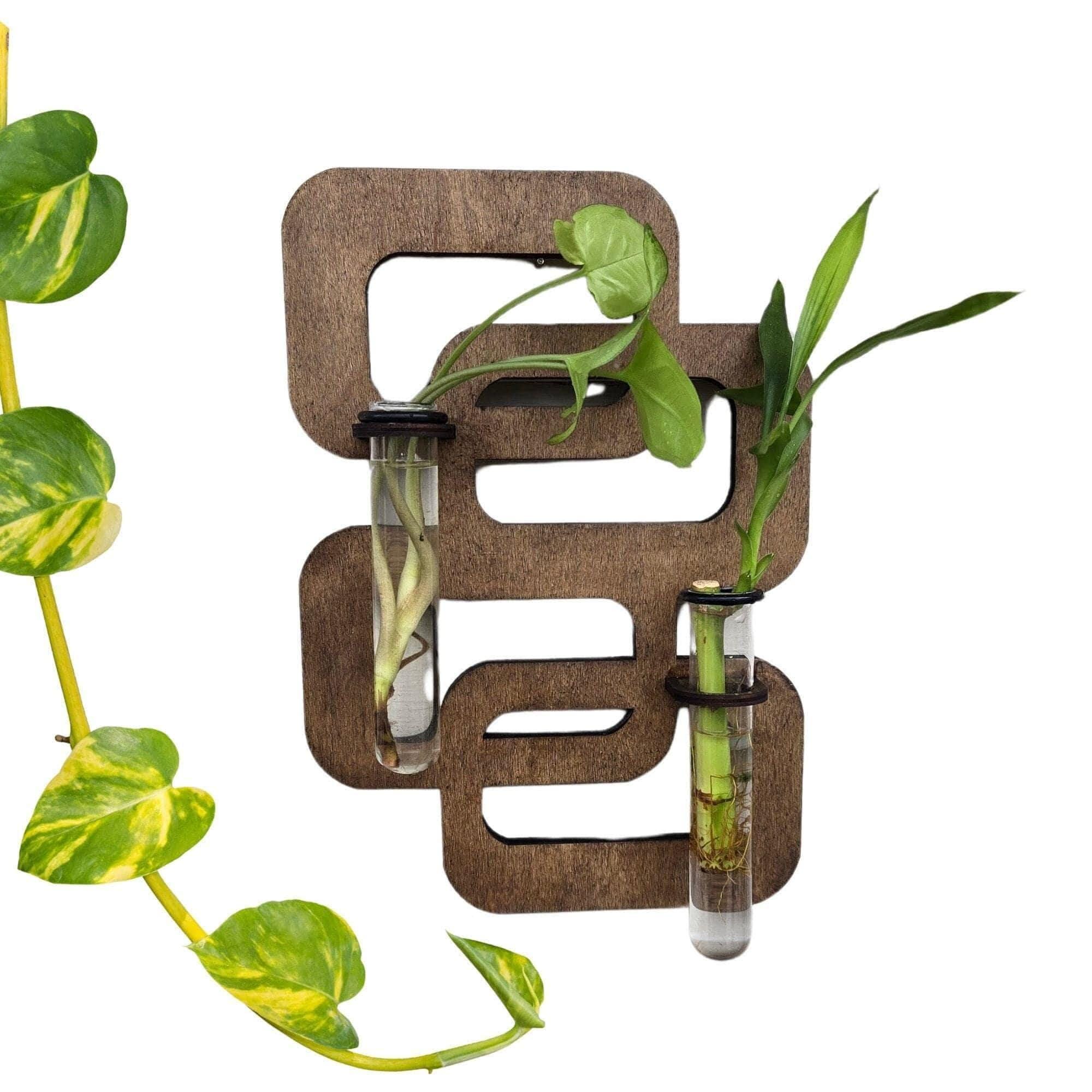 Geometric Wood Wall Vase, Living Plant Propagation Station